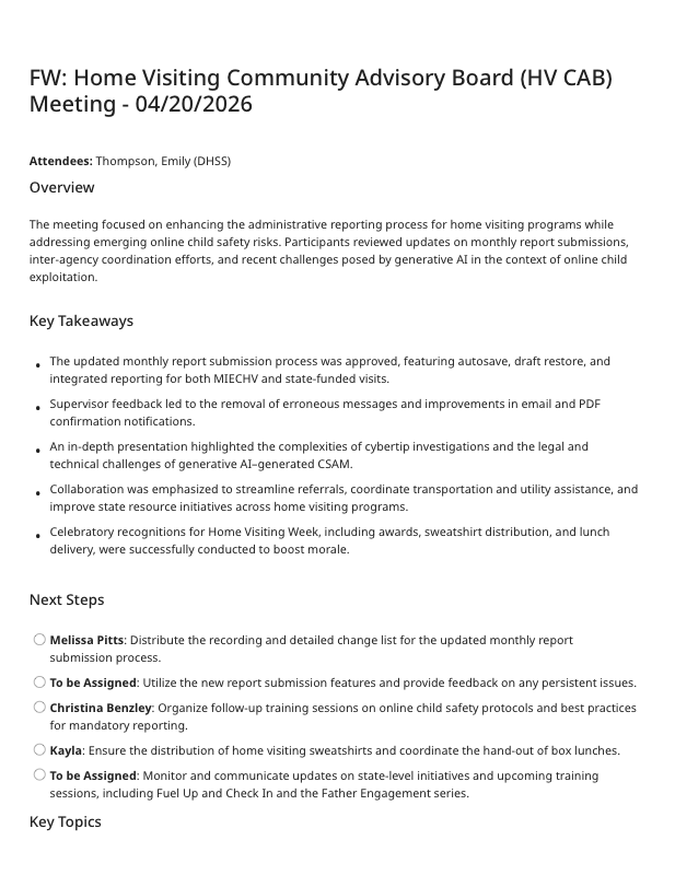 HV CAB Meeting Minutes - April 20, 2026